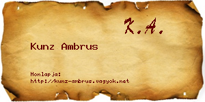 Kunz Ambrus névjegykártya